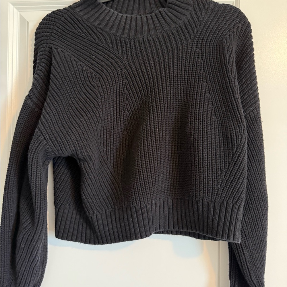 525 America Black Ribbed Turtleneck Sweater